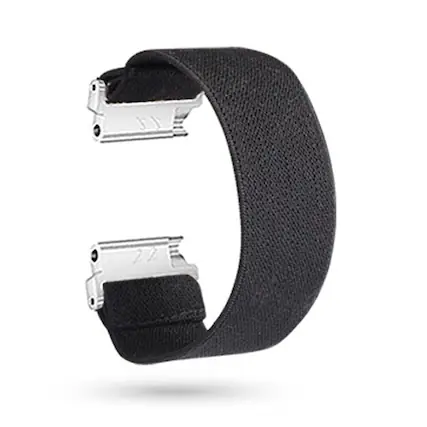 Front. StrapsCo - Stretch Band Nylon Watch Strap For Fitbit Versa & Versa 2 - Black.