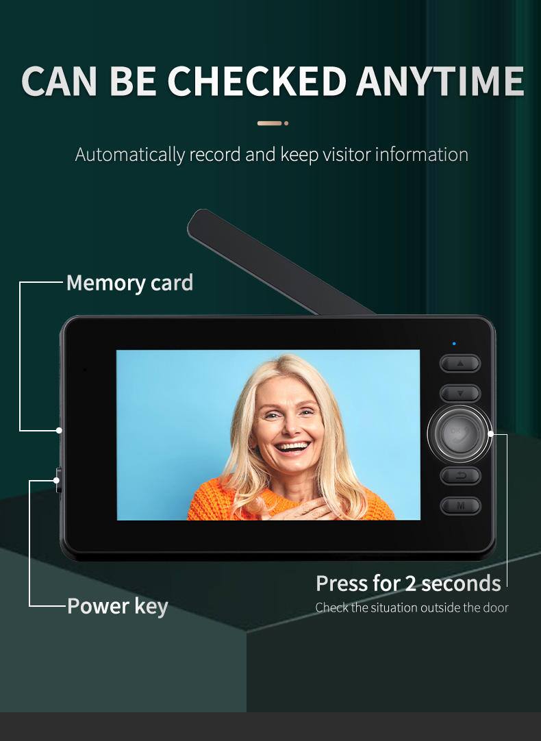CAN BE CHECKED ANYTIME

Automatically record and keep visitor information

- Memory card
- Power key

Press for 2 seconds
Check the situation outside the door