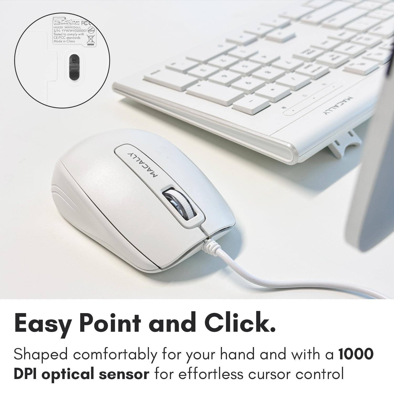 Easy Point and Click.

Shaped comfortably for your hand and with a 1000 DPI optical sensor for effortless cursor control.