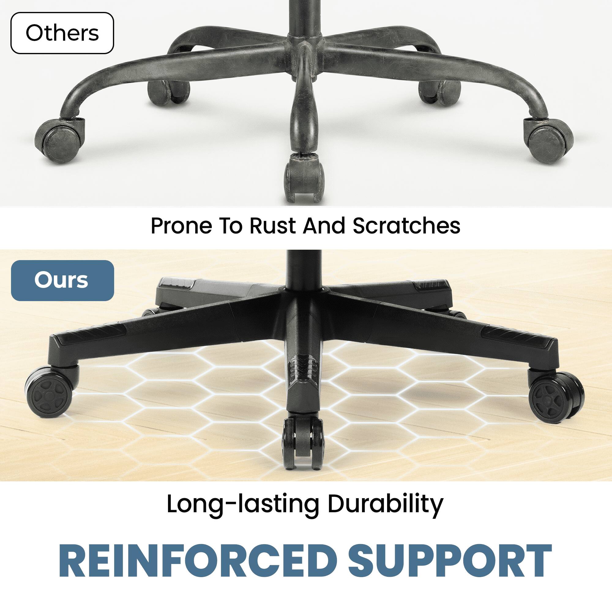 Others  
Prone To Rust And Scratches  

Ours  
Long-lasting Durability  
REINFORCED SUPPORT