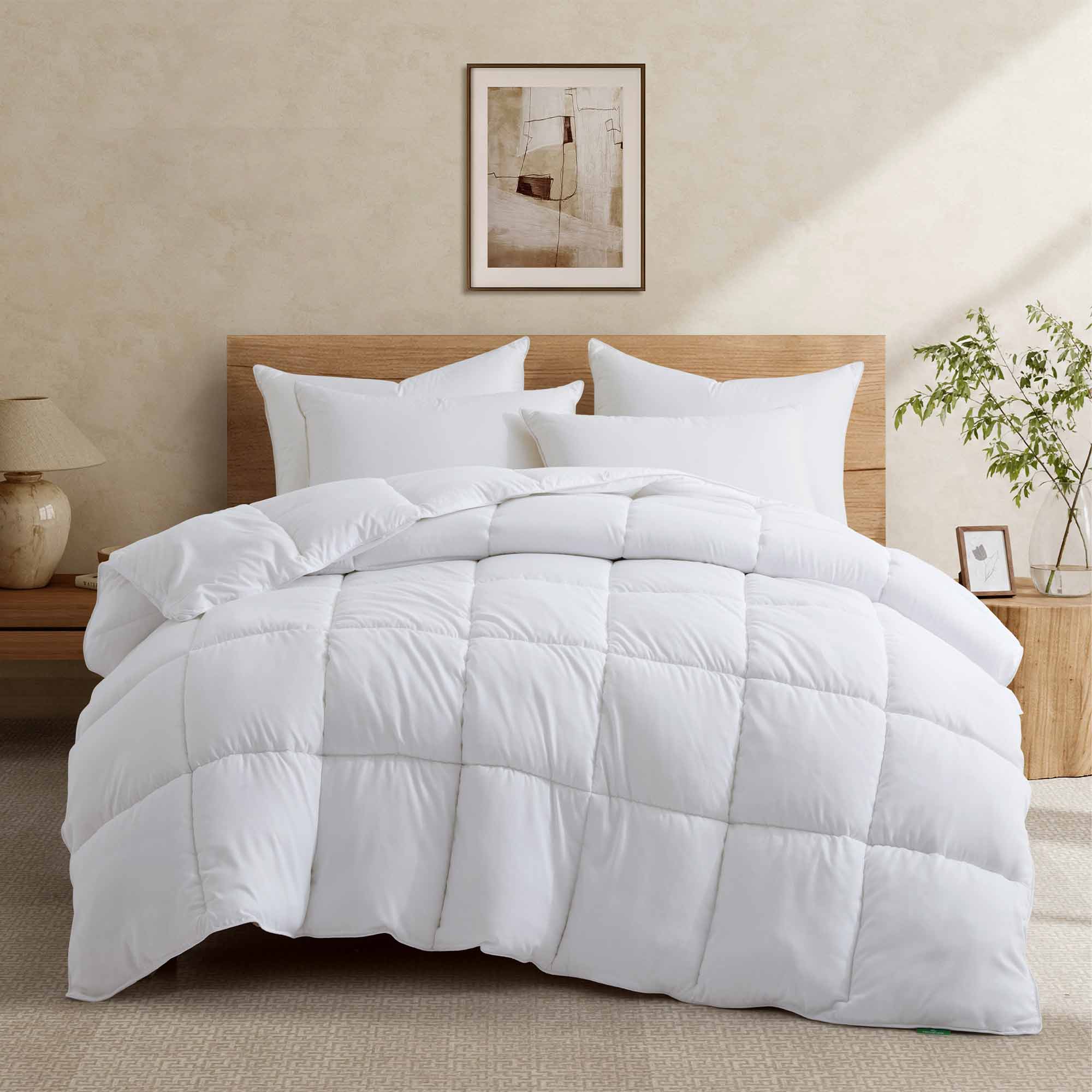Front. Peace Nest - Peace Nest All Season Down Alternative Comforter, Soft Noiseless Duvet Insert, Queen - White.