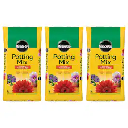Miracle-Gro - 3 Pack Potting Mix, Container Plants, Flowers, Vegetables, 2 Cu Ft - Multicolor