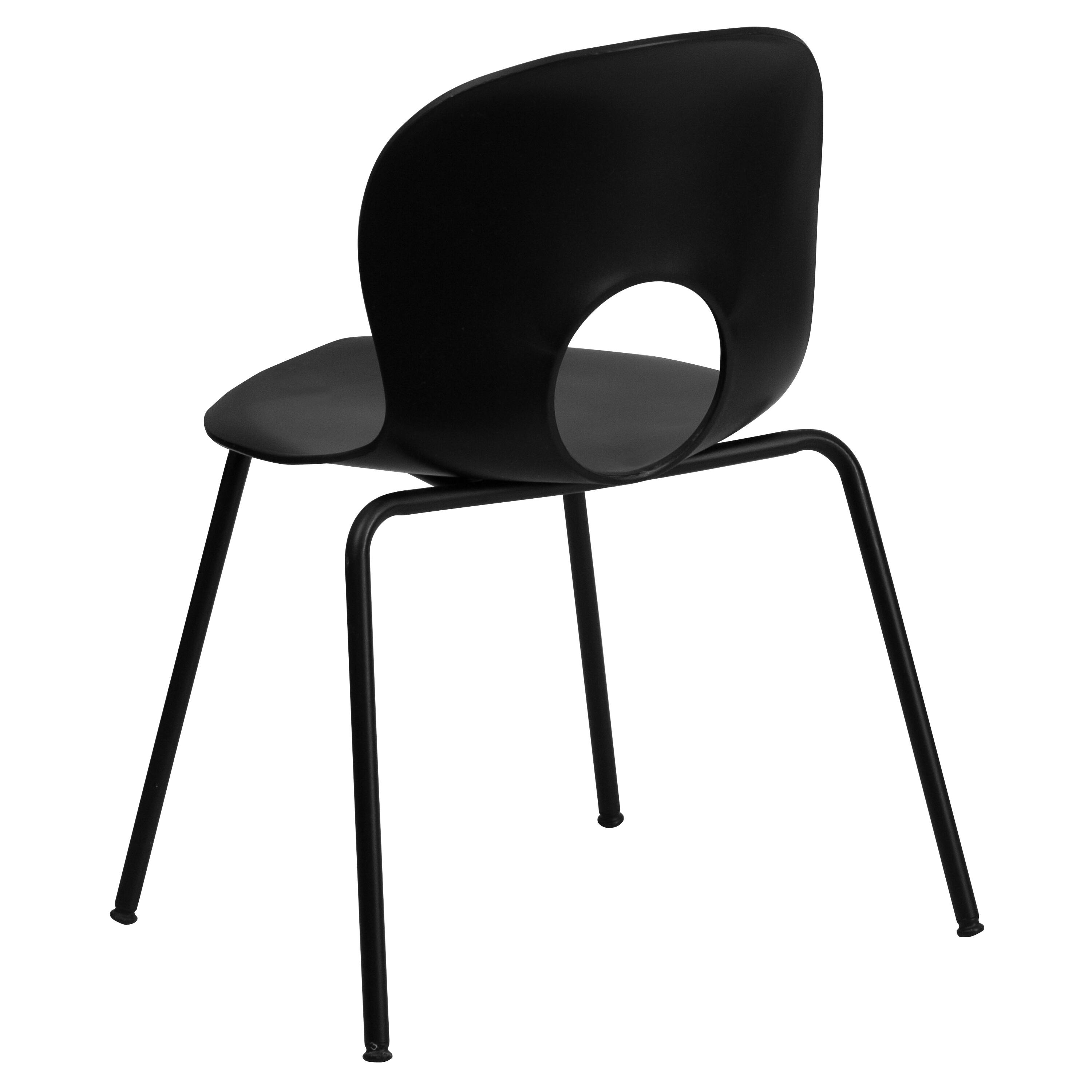 Alt View 5. Emma + Oliver - Multipurpose Designer Plastic Cafe Stack Chair - Black.