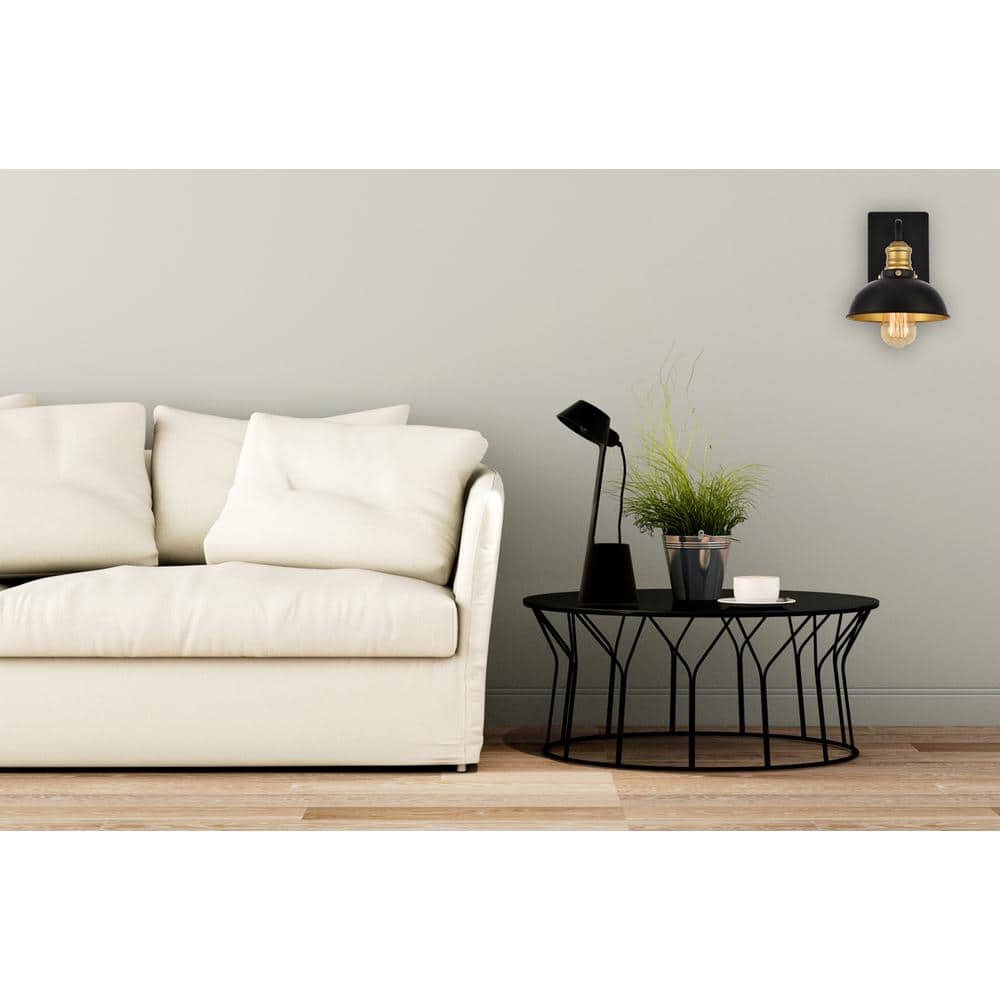 Living District - Anders Collection Wall Sconce D7.1 H8.3 Lt:1 Finish - Black And Brass