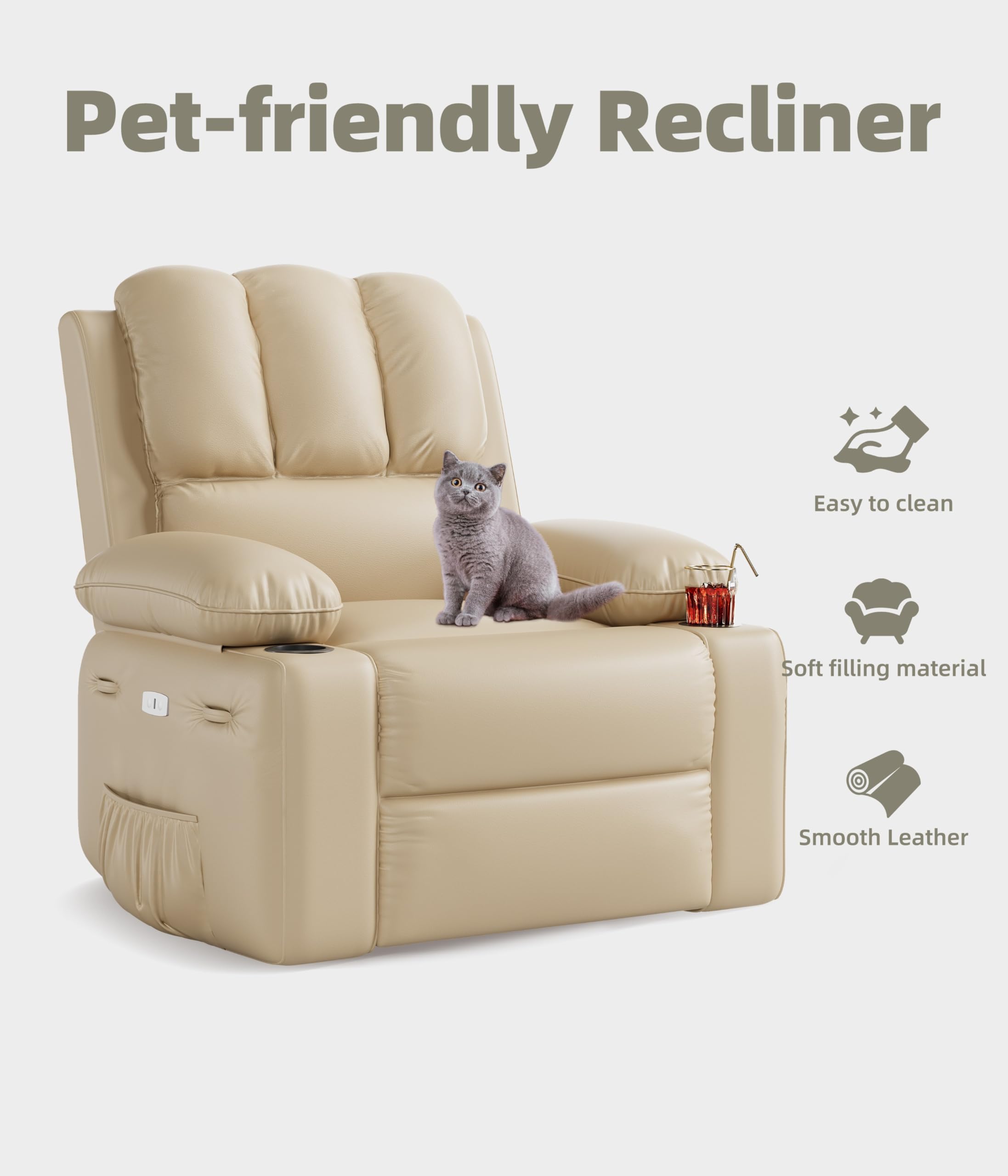 Pet-friendly Recliner

- Easy to clean
- Soft filling material
- Smooth Leather