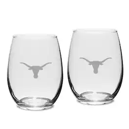 Jardine - Texas Longhorns 15oz. 2-Piece Stemless Wine Glass Set - Multicolor