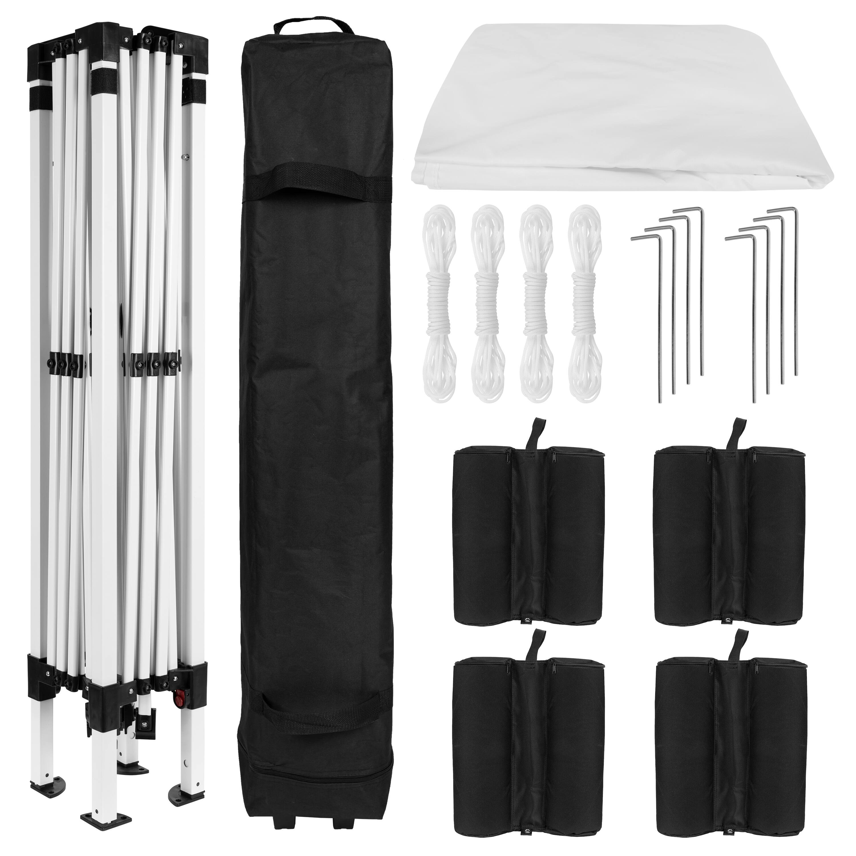 Alt View 7. Emma + Oliver - Ukko 10'x10'  Weather Resistant, UV Coated Pop Up Canopy Tent with Sandbags and Wheeled Case - White.