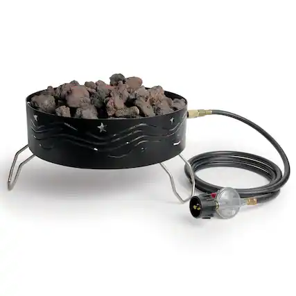 Front. Camco - Camco Portable Campfire Outdoor Propane Heater Fire Pit with Lava Rocks, Black - Black.