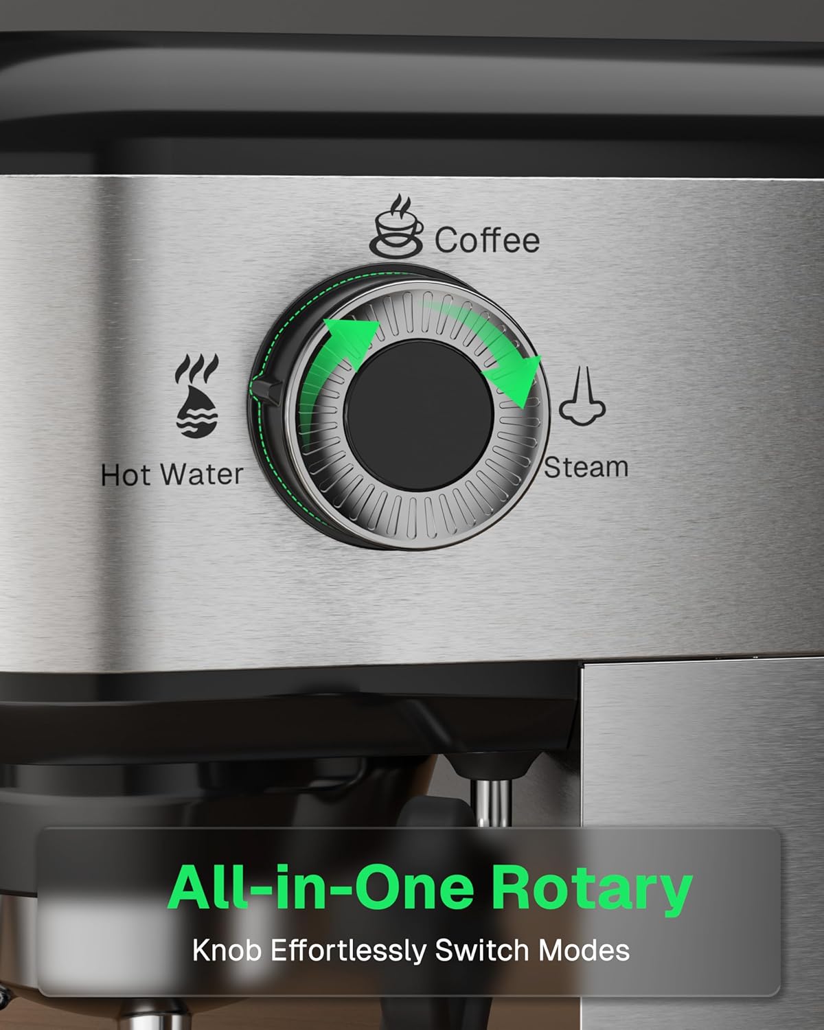 Coffee Hot Water Steam All-in-One Rotary Knob Effortlessly Switch Modes