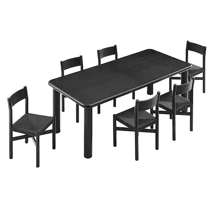 Front. Modway - Alvia 7-Piece Wood Extendable Dining Table and Chairs Set by Modway - Black.