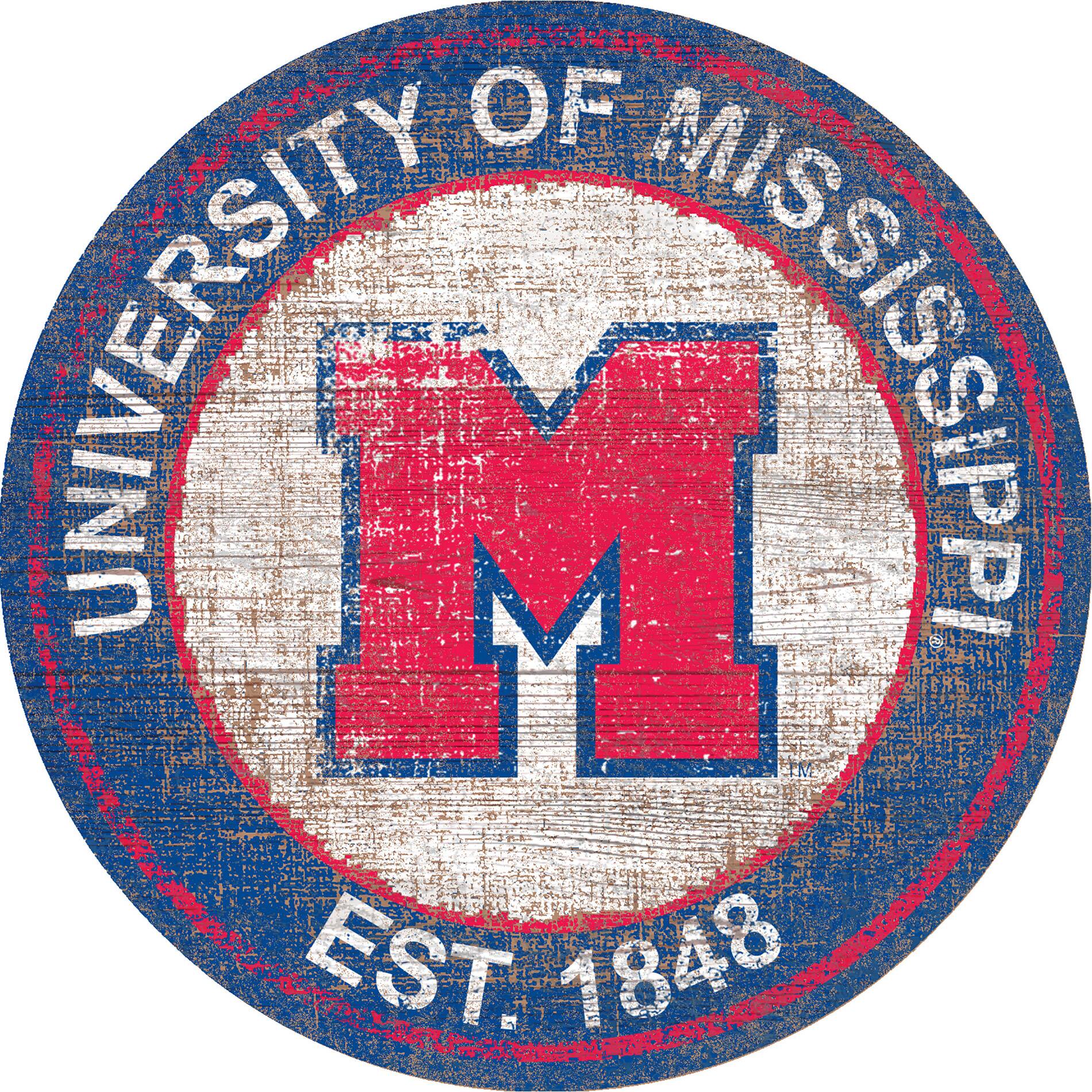 Ole Miss Rebels 24'' Round Heritage Logo Sign