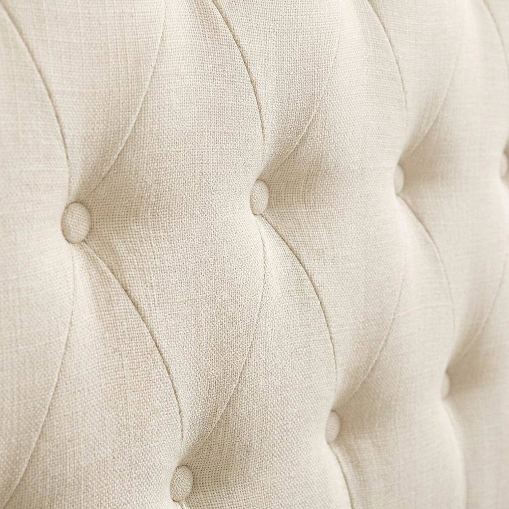 Back. FurniFact - Upholstered Fabric King Headboard with Padded Design for Comfortable Support - Beige.