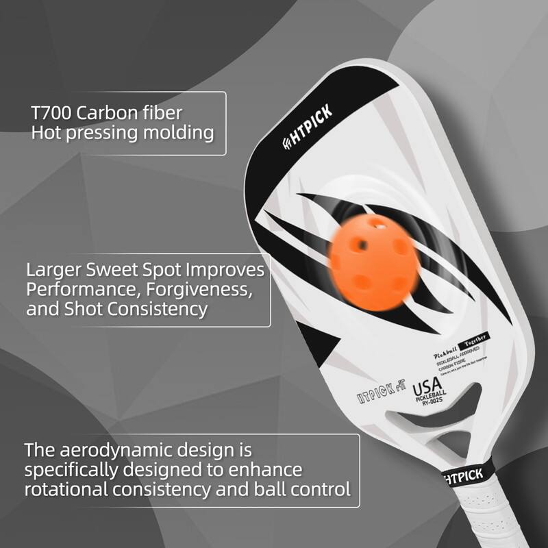 T700 Carbon fiber  
Hot pressing molding  

Larger Sweet Spot Improves Performance, Forgiveness, and Shot Consistency  

The aerodynamic design is specifically designed to enhance rotational consistency and ball control  

HTPICK  
USA  
RY-0025