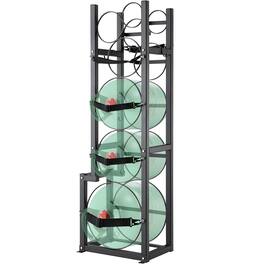 VEVOR - Refrigerant Tank Rack, with 1 x 50lb, 2 x 30lb and Other 3 Small Bottle Tanks, Cylinder Tank Rack 15.55x12.99x49.8 in - Black