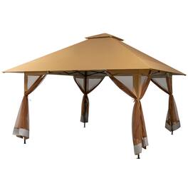 Gymax - Outdoor Patio 13' x13' Pop Up Canopy Tent UV50+ Adjust Sun Protection w/ Mesh Sidewall - Khaki
