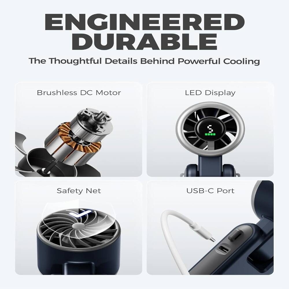 ENGINEERED DURABLE  
The Thoughtful Details Behind Powerful Cooling  
Brushless DC Motor  
LED Display  
Safety Net  
USB-C Port
