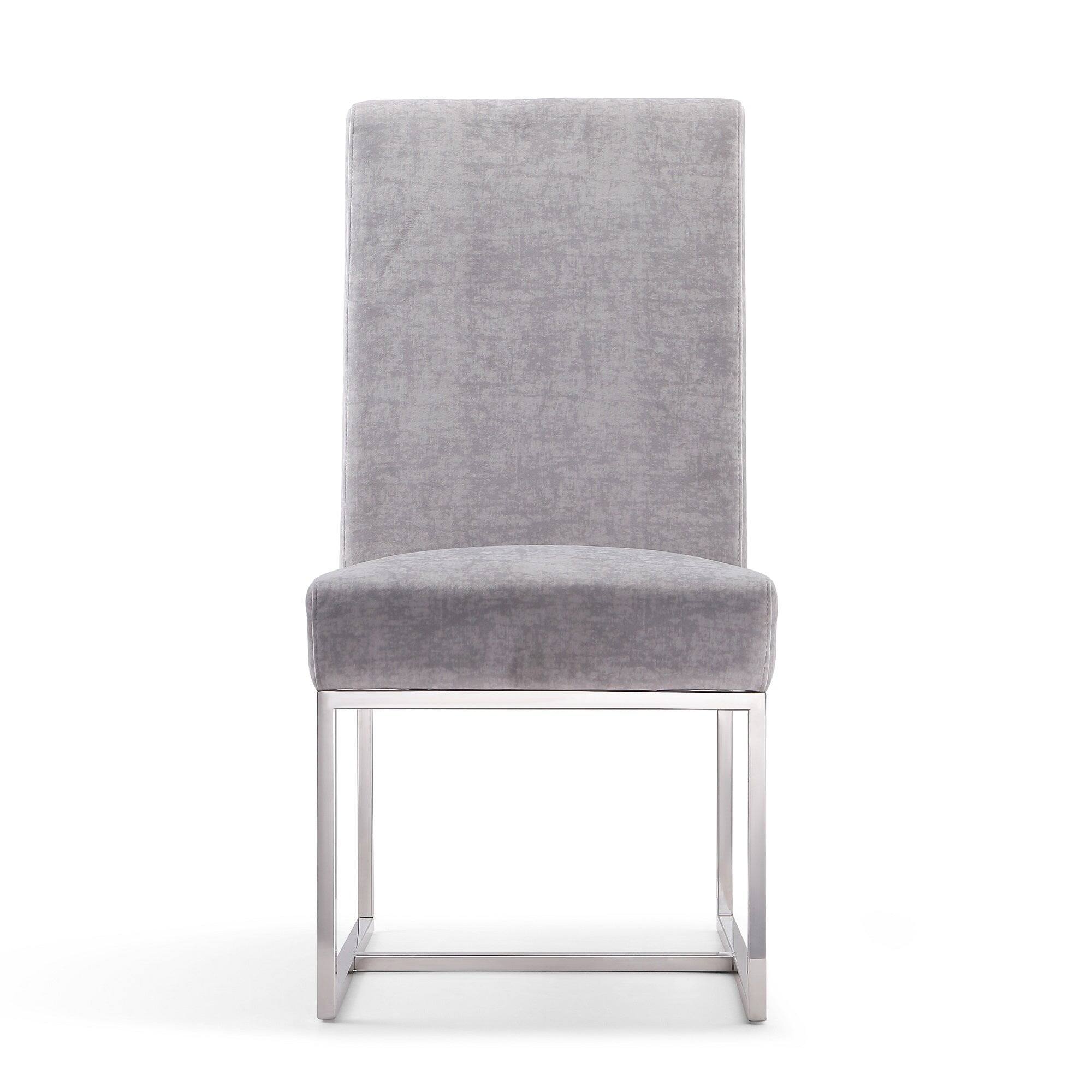 Alt View 1. Manhattan Comfort - Element Modern Metal Velvet Dining Chair - Set of 2 - Gray.