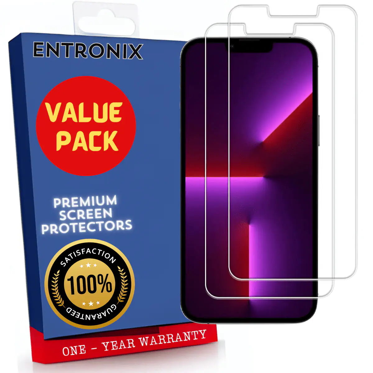 ENTRONIX  
VALUE PACK  
PREMIUM SCREEN PROTECTORS  
SATISFACTION 100% GUARANTEED  
ONE - YEAR WARRANTY