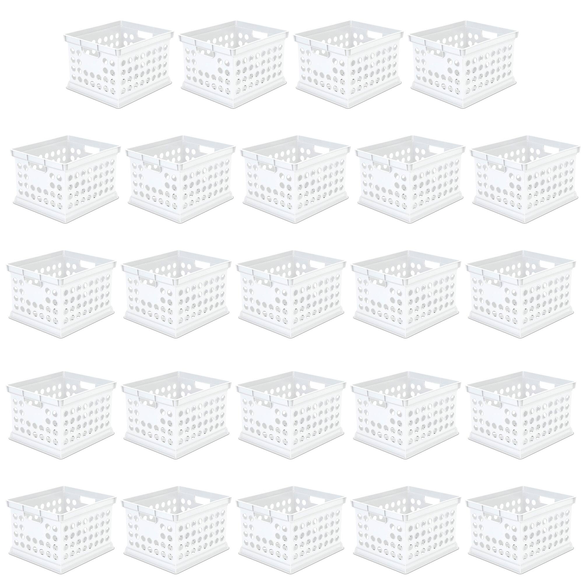 Front. Sterilite - Sterilite Stackable Plastic Storage Open Crate Bin Organizer Box, White, 24-Pack - White.