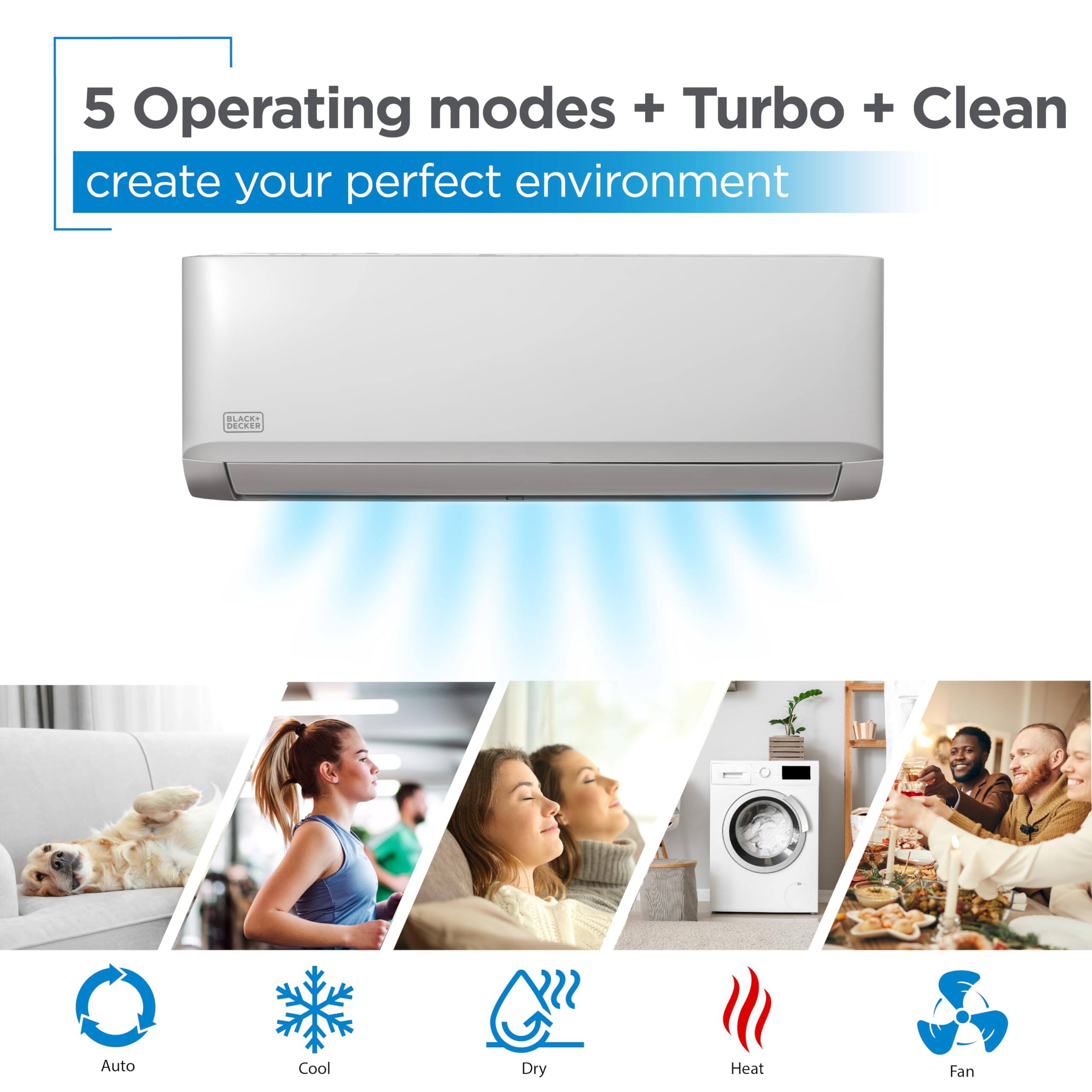 5 Operating modes + Turbo + Clean create your perfect environment

Auto
Cool
Dry
Heat
Fan