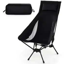 Boyel Living - Folding Camping Chair 39.0-in L x 33.0-in W x 24.0-in H - Black
