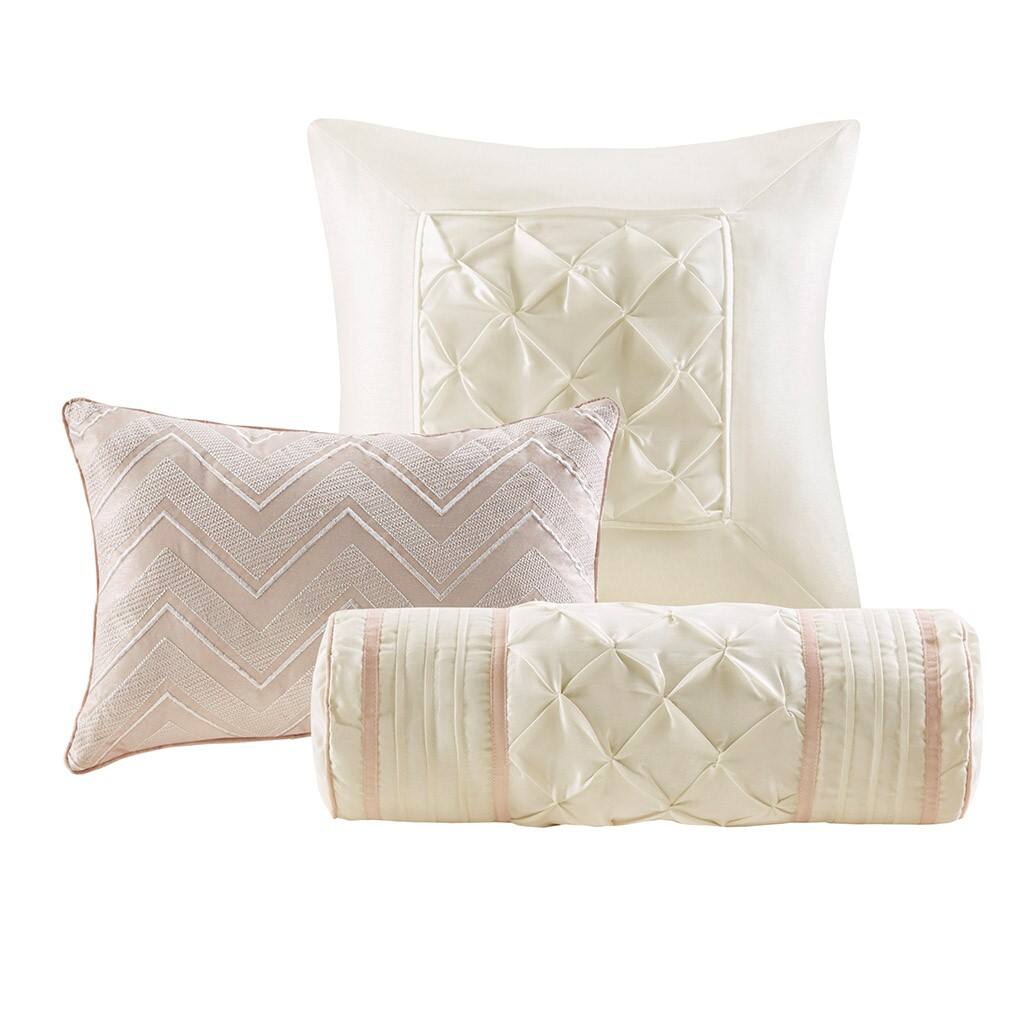 Alt View 3. Gracie Mills - Gracie Mills Shelby 7-Piece Padded Comforter Set - Blush.