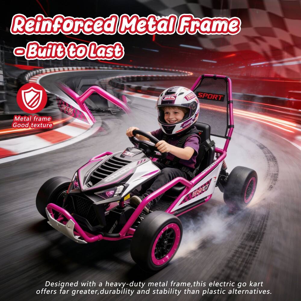 Reinforced Metal Frame - Built to Last

Metal frame Good texture

Designed with a heavy-duty metal frame, this electric go kart offers far greater durability and stability than plastic alternatives.