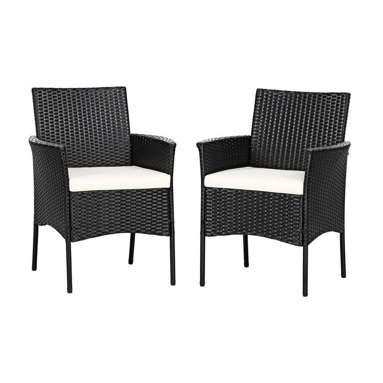 Left. Kadyn - 2 Pieces Patio Wicker Chairs with Cozy Seat Cushions, Outdoor Dining Chair for Outside Patio, All Weather, Porch, Garden - White.