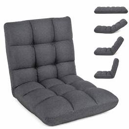 Gymax - Adult Floor Chair w/ 14-Position Adjustable Back Support - Gray
