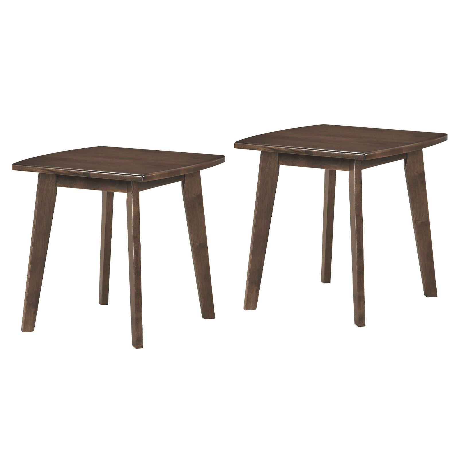 Alt View 9. Gymax - Gymax 2PCS Solid Wood Side Table w/Thickened Top & Curved Edge for Living Room Bedroom - Brown.