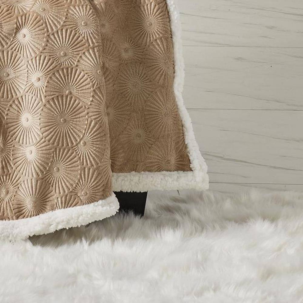 Alt View 2. Noble House - Louvre Plush All Season 50"x60" Sherpa Beige Throw - Beige.