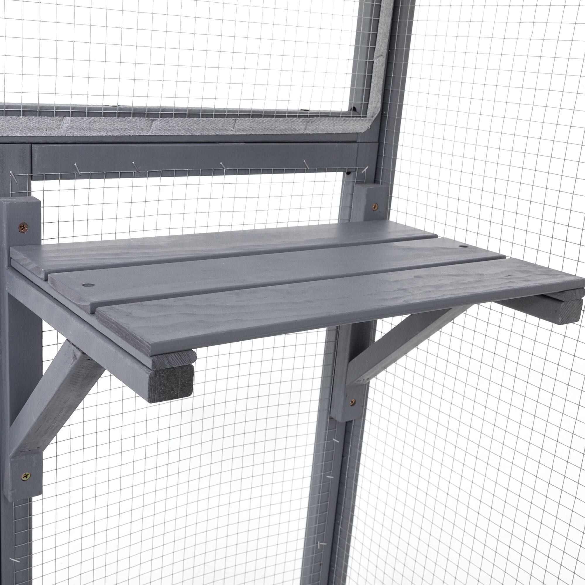 Alt View 1. Boyel Living - Gray Outdoor Wood Cat Enclosure Patio Cat Catio House with 3 Platforms Lockable Door Sun Sheet with Chinese FirandSun - Gray.