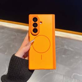 Dteck - Shockproof Magnetic Back Case for Samsung Galaxy Z Fold7, Slim Hybrid Cover with Hinge Guard, Raised Edge Screen Camera - Orange