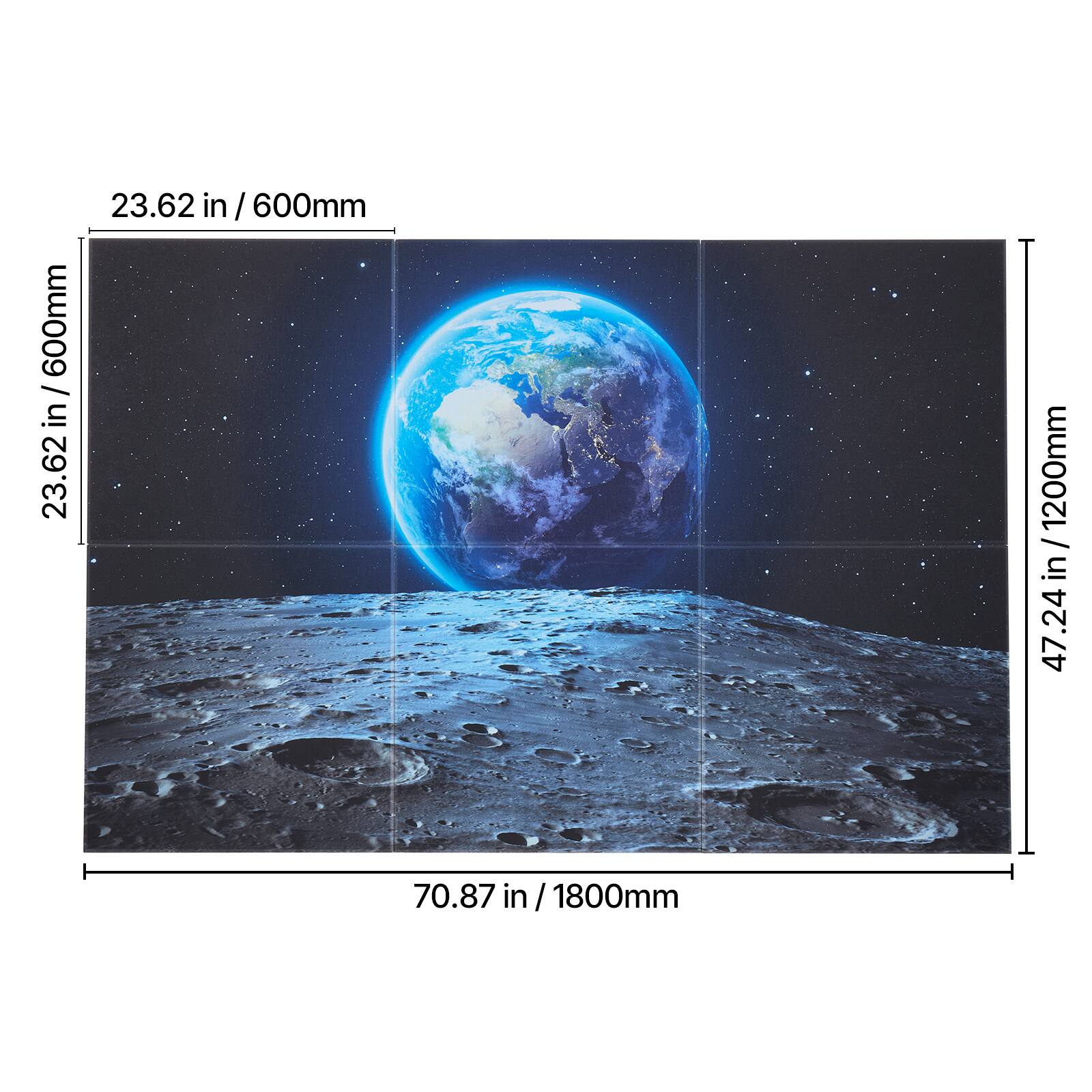23.62 in / 600mm  
47.24 in / 1200mm  
70.87 in / 1800mm