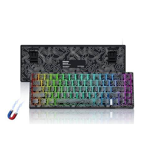 Front. Pacoar Cade - M68 He V2 Rapid Trigger 60 Percent Hall Effect Topographic Gaming Wired Rgb Custom Mechanical Key Board With Magnetic - Black.