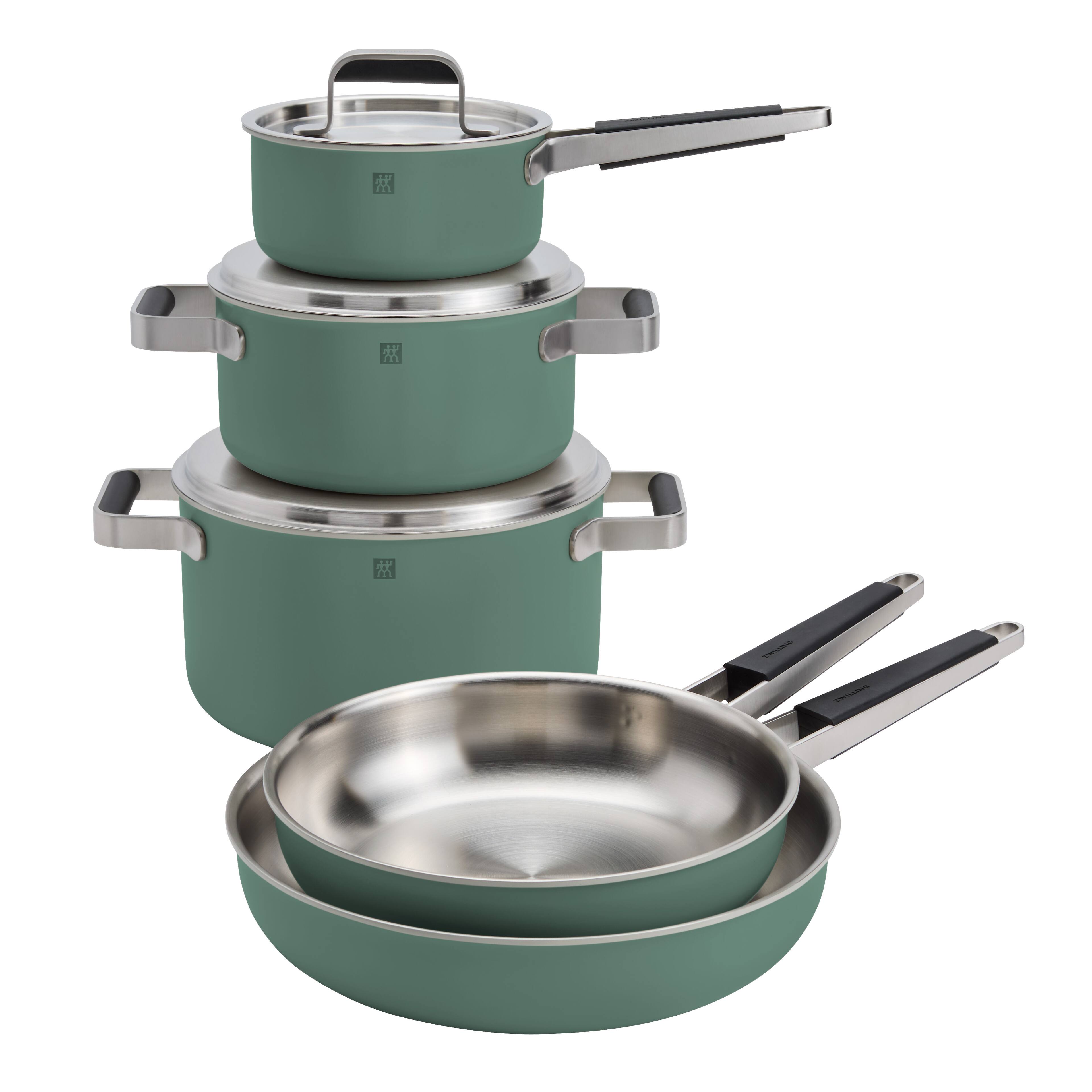 Alt View 1. ZWILLING - ZWILLING Pure 8-pc Stainless Steel Cookware Set, Green - Green.