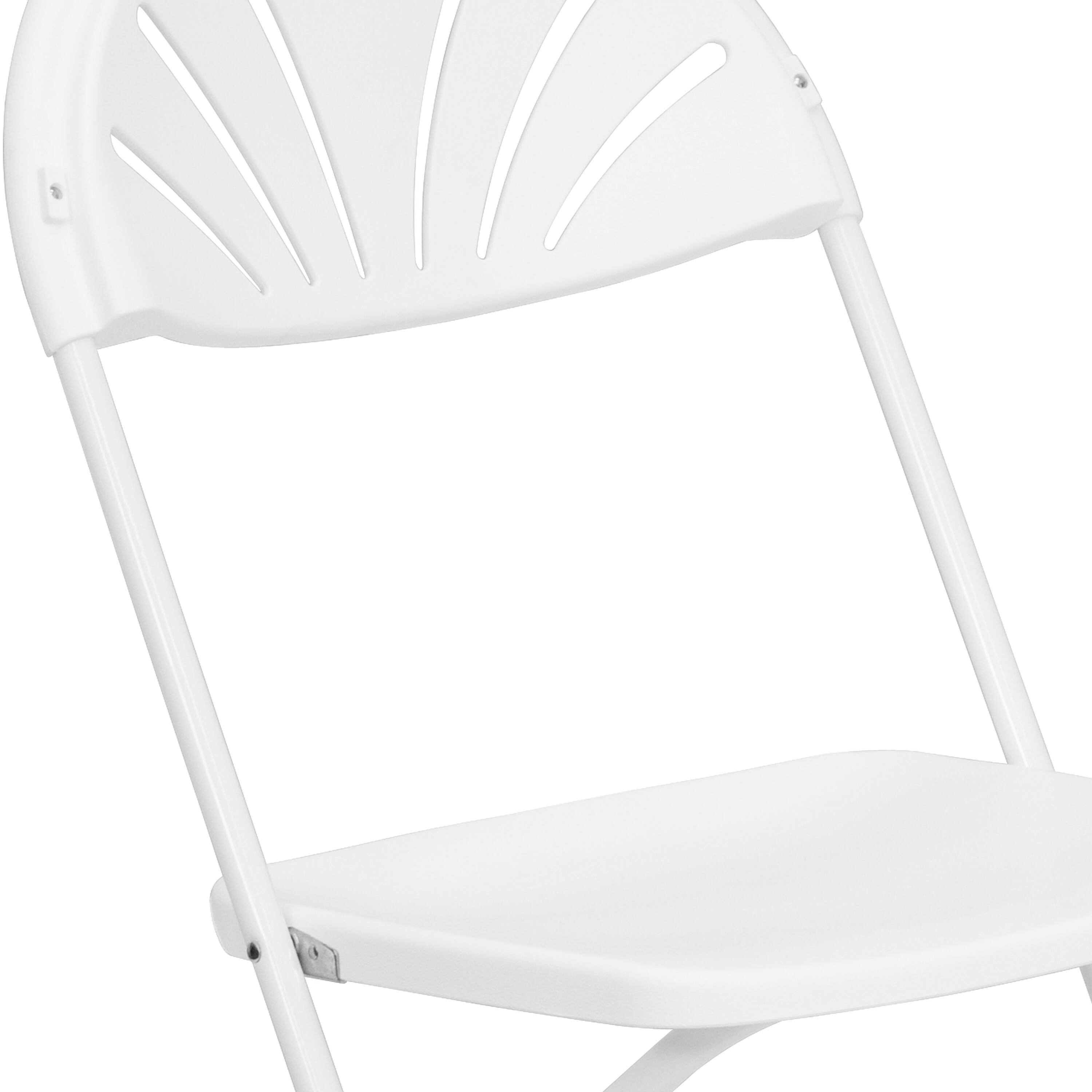 Alt View 10. Emma + Oliver - 8 Pack Wedding/Event Stackable Fan Back Plastic Folding Chair - White.