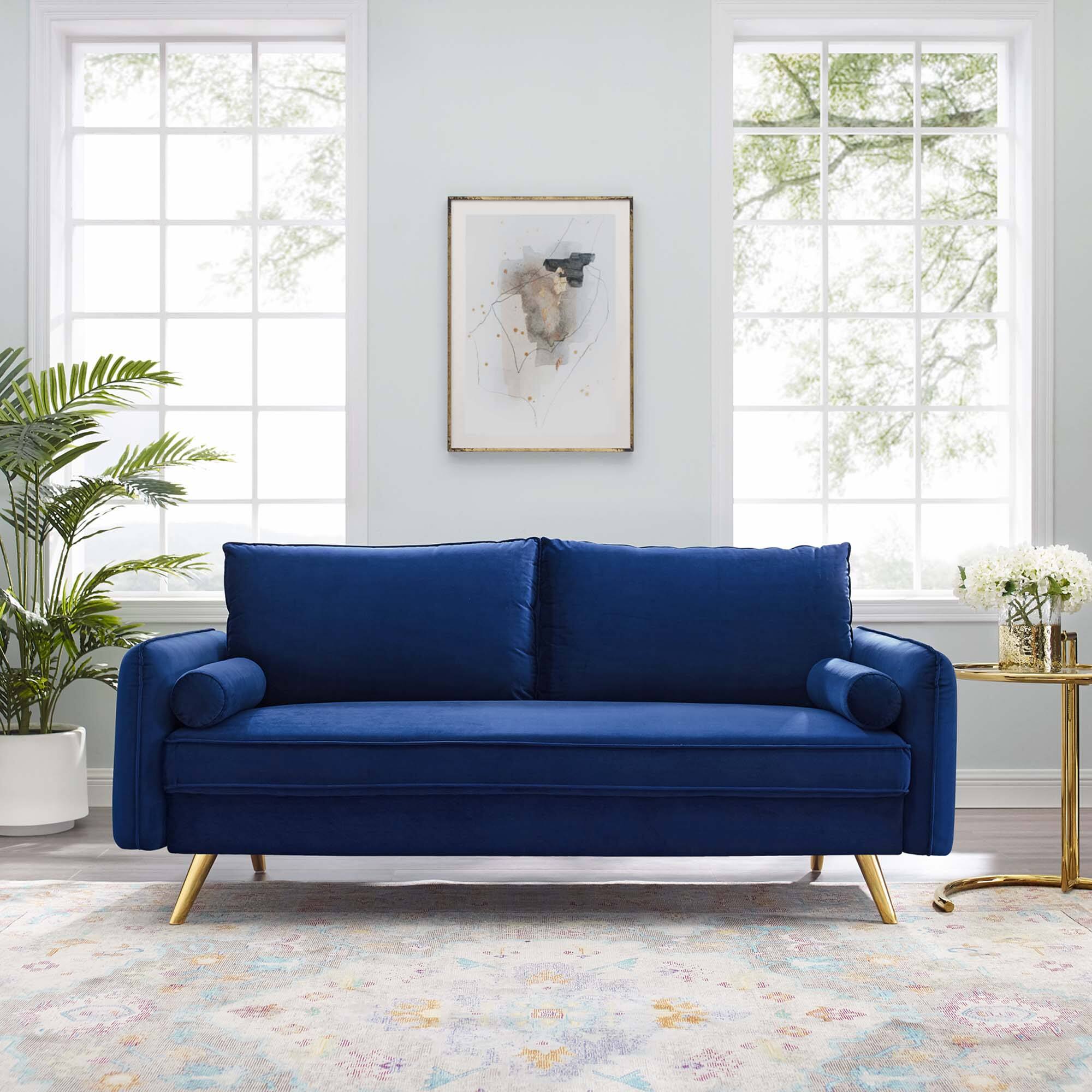Alt View 4. Modway - Revive Performance Velvet Sofa by Modway - Blue.