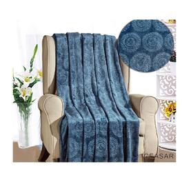 Noble House - Ceasar Soft Plush Contemporary Embossed Collection All Season Throw 50"x60" - Oxford blue