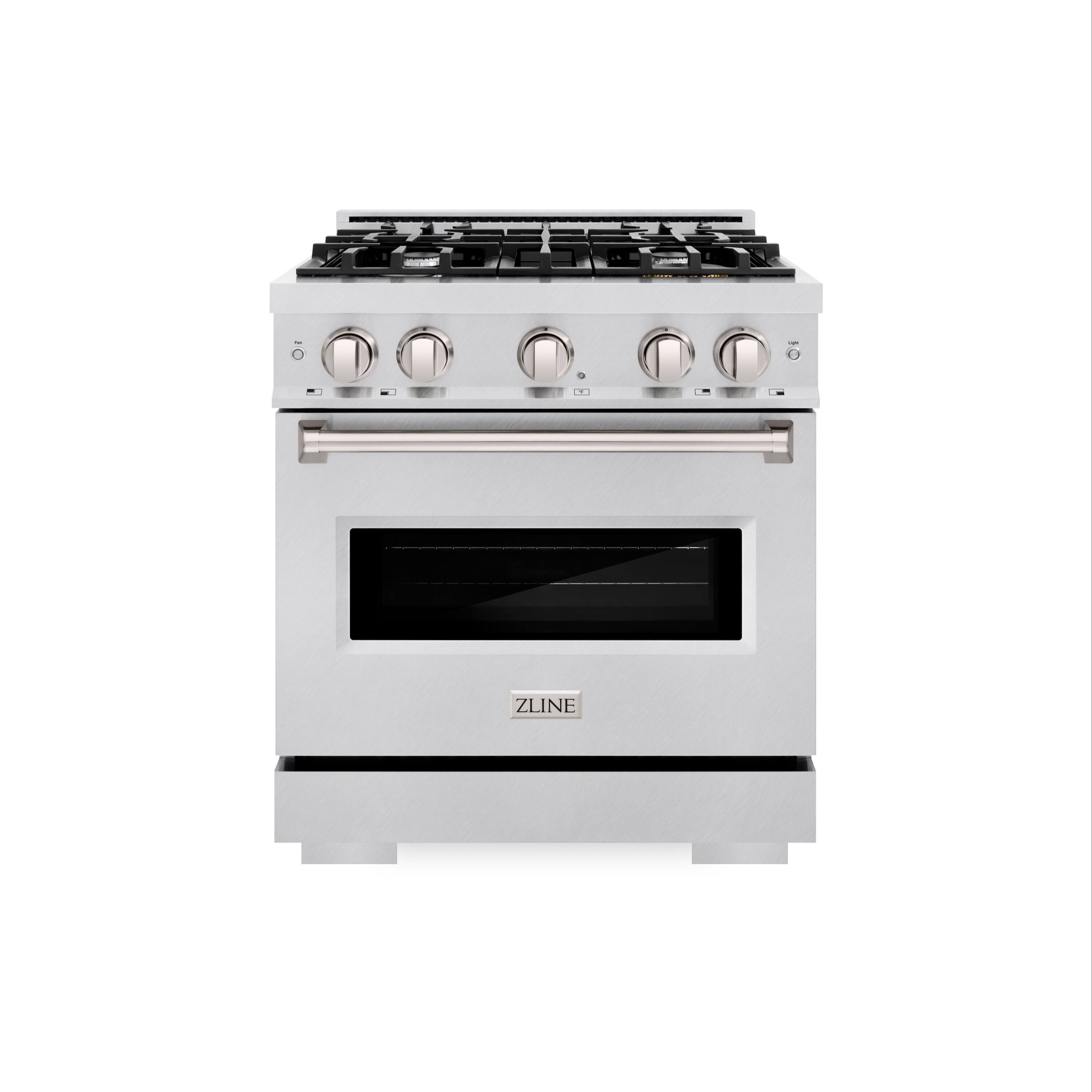 Front. ZLINE - ZLINE 30 in. Classic Dual Fuel Satin Steel Stainless Range w/ 4 Burners & Convection Oven (CDRS-30) - Stainless Steel.