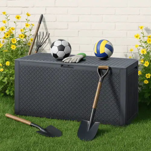 Alt View 9. Winado - 90 Gallon Portable Plastic Storage Deck Box with Lid, Store Garden Cushions Organizer Patio Cabinet for Indoor Outdoor - Gray.