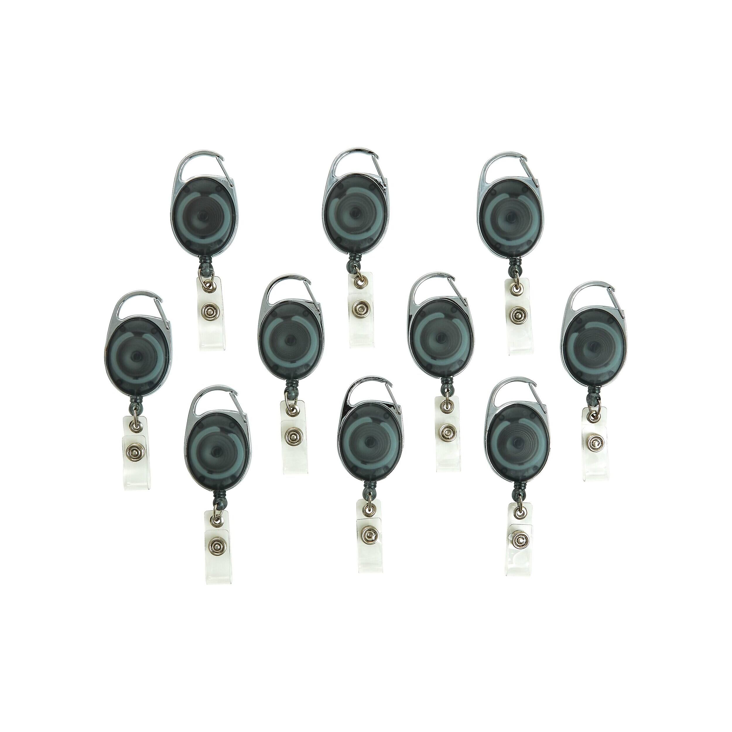 Alt View 6. Staples - Metal Carabiner Badge Reels, 30" Retractable Cord Length, Metal, 10/Pack - Smoke.
