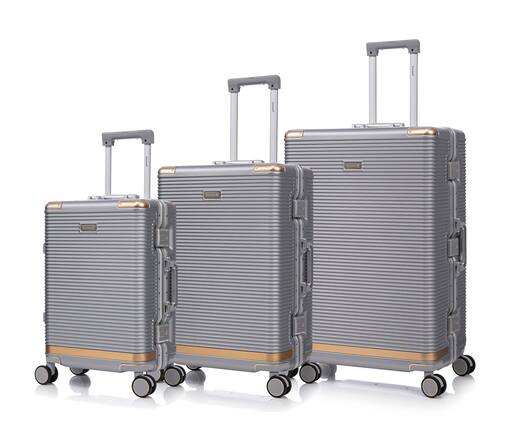 Front. APRILSOUL - Three models set stylish aluminum frame password lock luggage suitable for travel suitcases and suitcases - Silver.