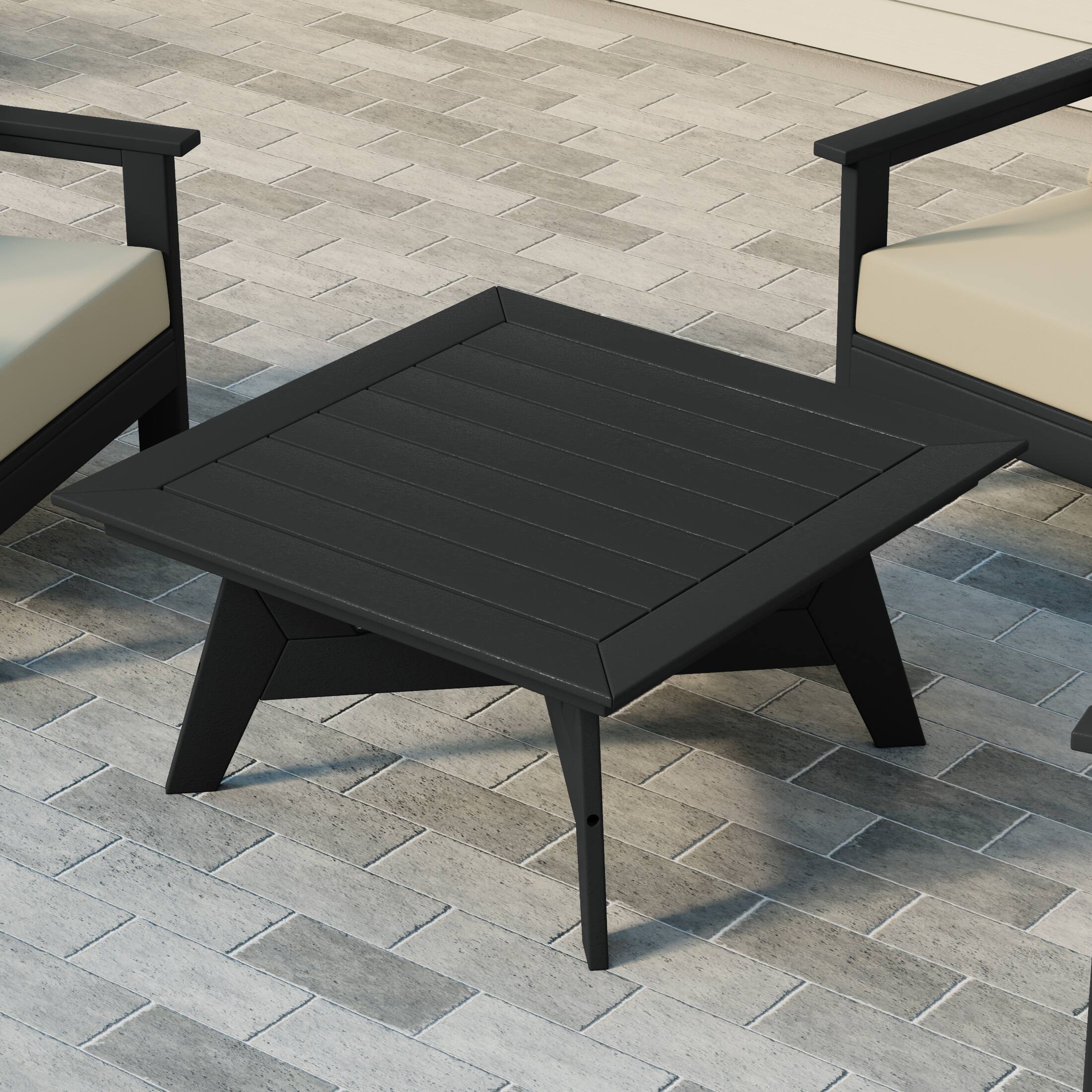 Angle. WestinTrends - WestinTrends Avalon Modern Low Outdoor Patio Square HDPE Coffee Table - Black.