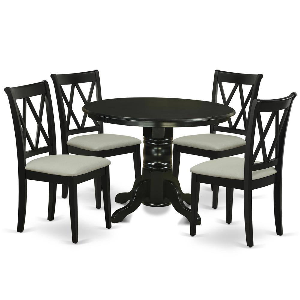 Back. East West Furniture - Dining Room Set Black - Brown.