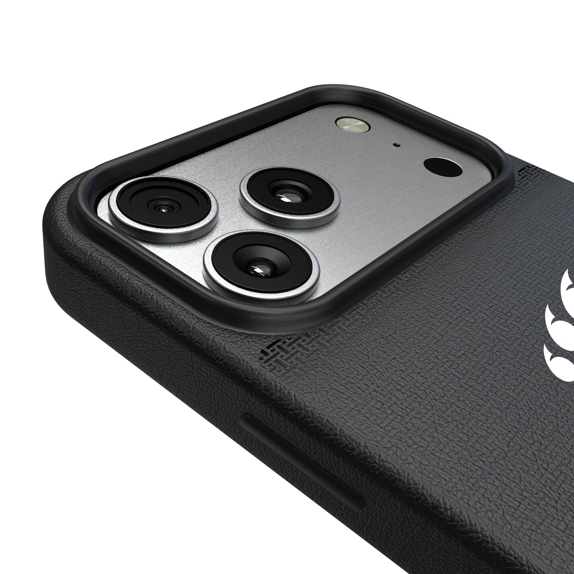 Alt View 2. Keyscaper - Cincinnati Bearcats Linen Logo iPhone Magnetic Bump Case - 15 Pro - Black.