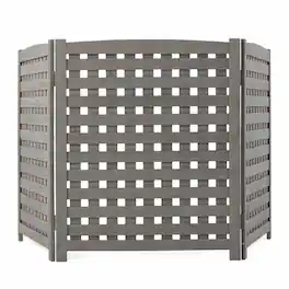 RYHNUYNE - 3 Panel Wood Outdoor Privacy Fence Screen for Air Conditioner Cover, 32 x 38 Inch Garden Patio Enclosure - Gray