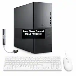 Dell - Upgraded - Tower Plus EBT2250 Desktop (Ultra 9-285, 64GB, 2TB SSD, GeForce RTX 5060, Thunderbolt 4, Win 11 Pro) w/USB Hub - Platinum