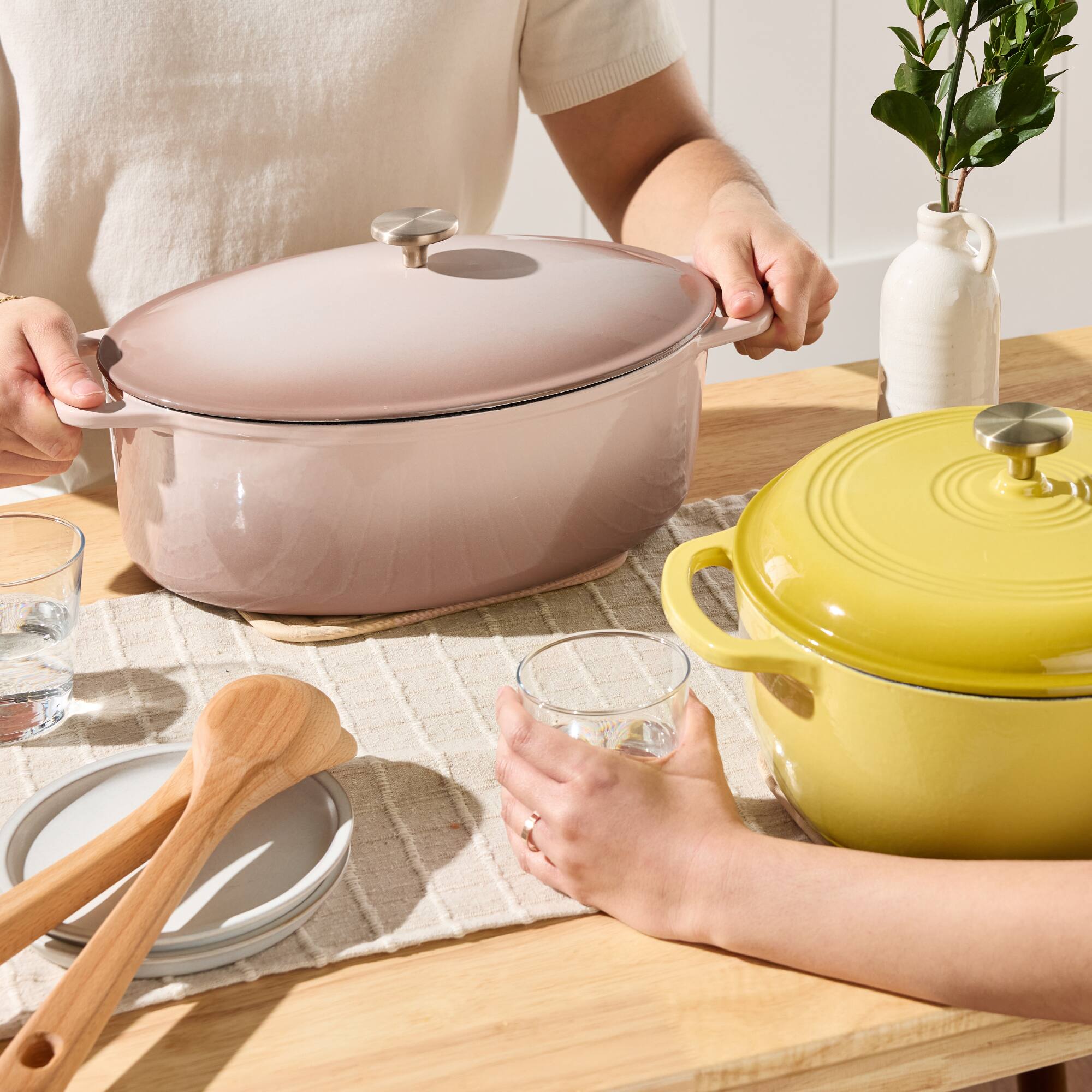 Alt View 4. Best Choice Products - Best Choice Products Oval 7.5 Quart Cast-Iron Dutch Oven, Heavy-Duty w/ Enamel, Side Handles - Mushroom Beige - Mushroom Beige.