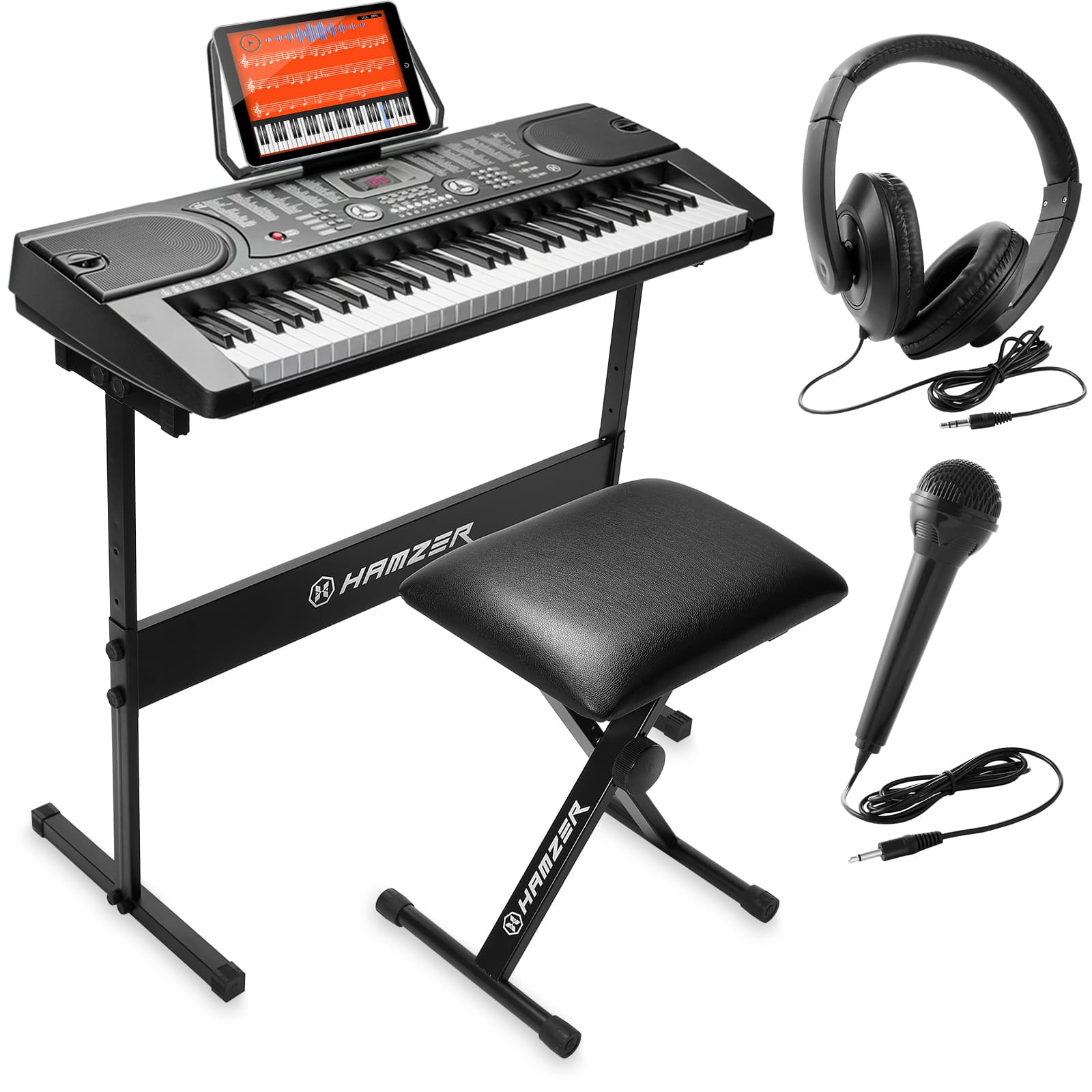 Hamzer - Electronic Piano with Stand - Stool and More - Black